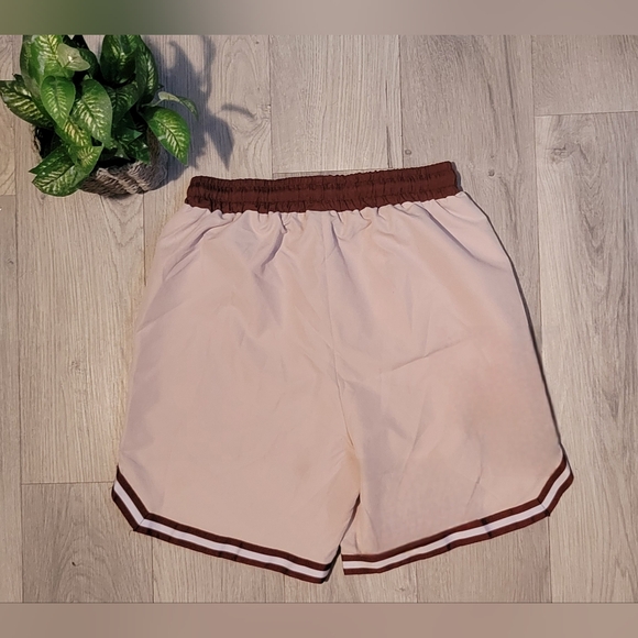 ROMWE Cream and Brown Drawstring Striped Athletic Shorts, Men's Extra Small (XS) - Picture 11 of 16